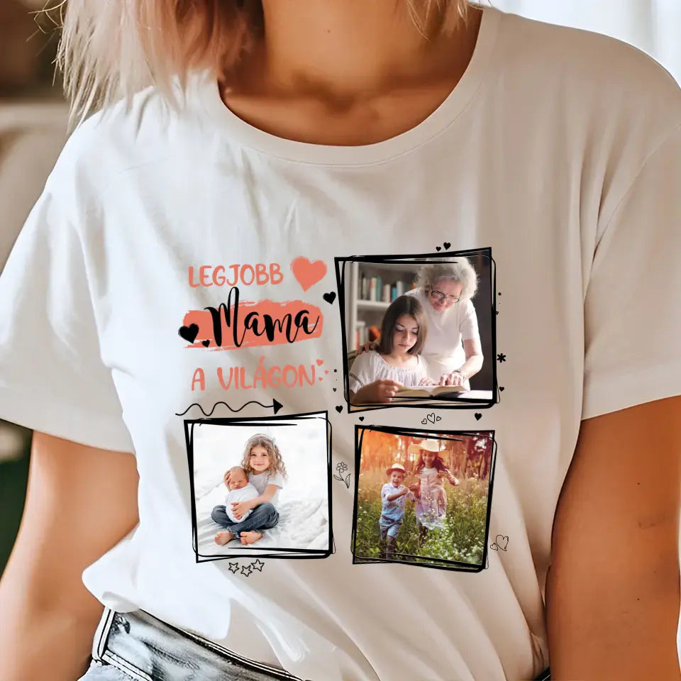 Egyedi fényképes póló mamának 3 képpel - Ajándékverzum