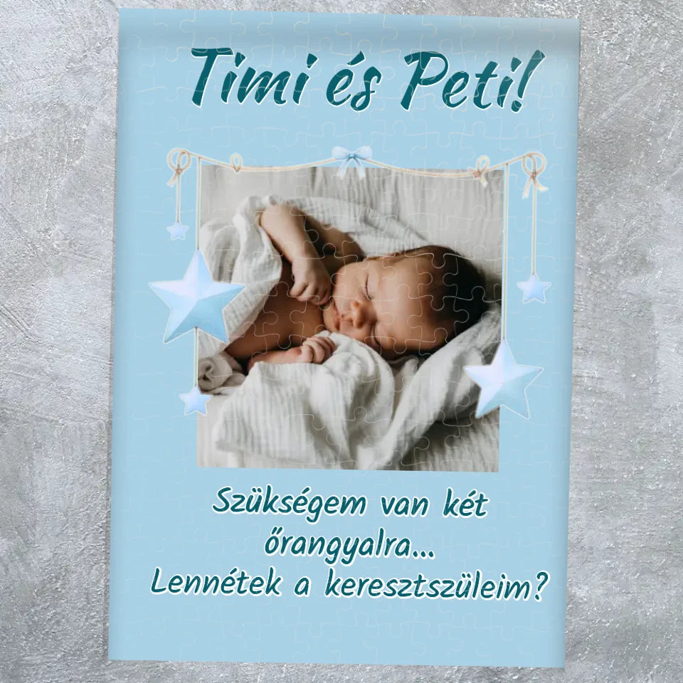 Egyedi fényképes puzzle - lennétek a keresztszüleim? - Ajándékverzum