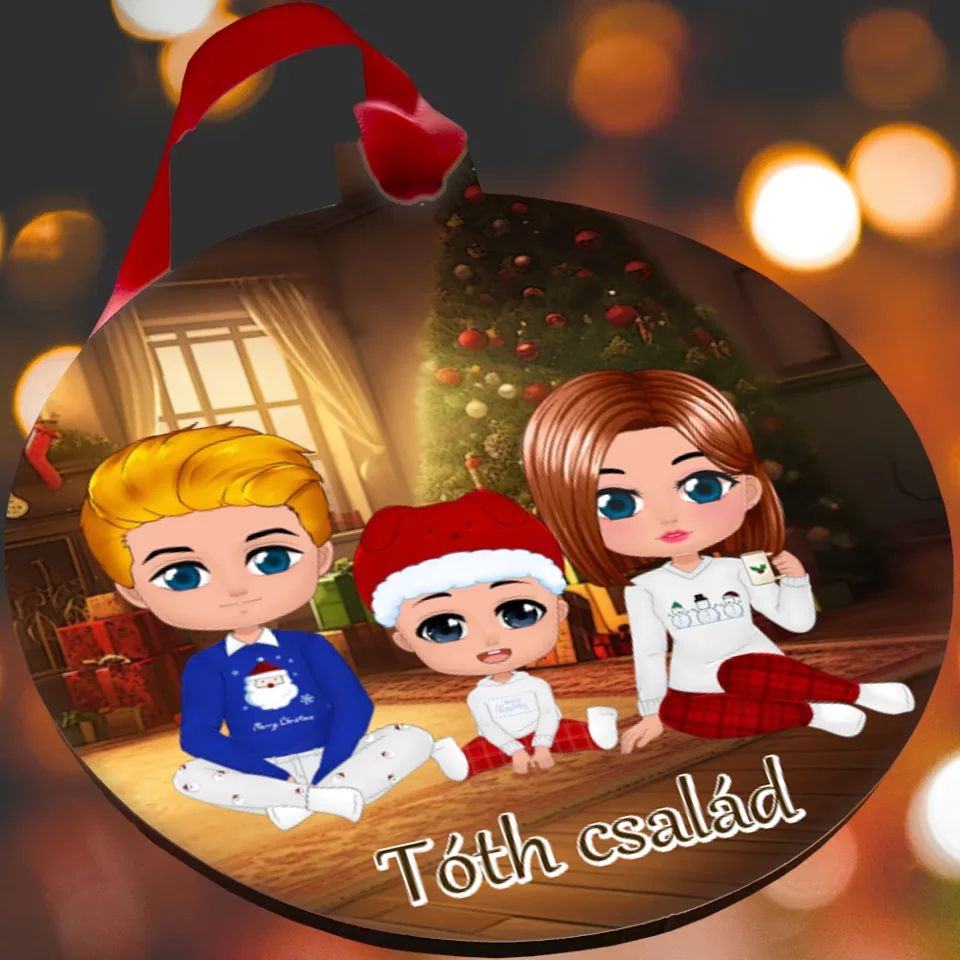 Egyedi személyre szabható karakteres karácsonyfadísz