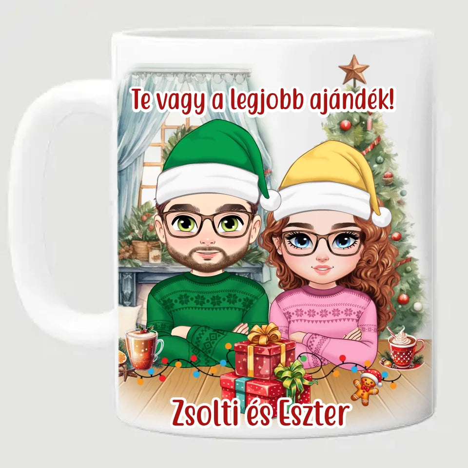 Egyedi karakteres karácsonyi bögre pároknak - Ajándékverzum