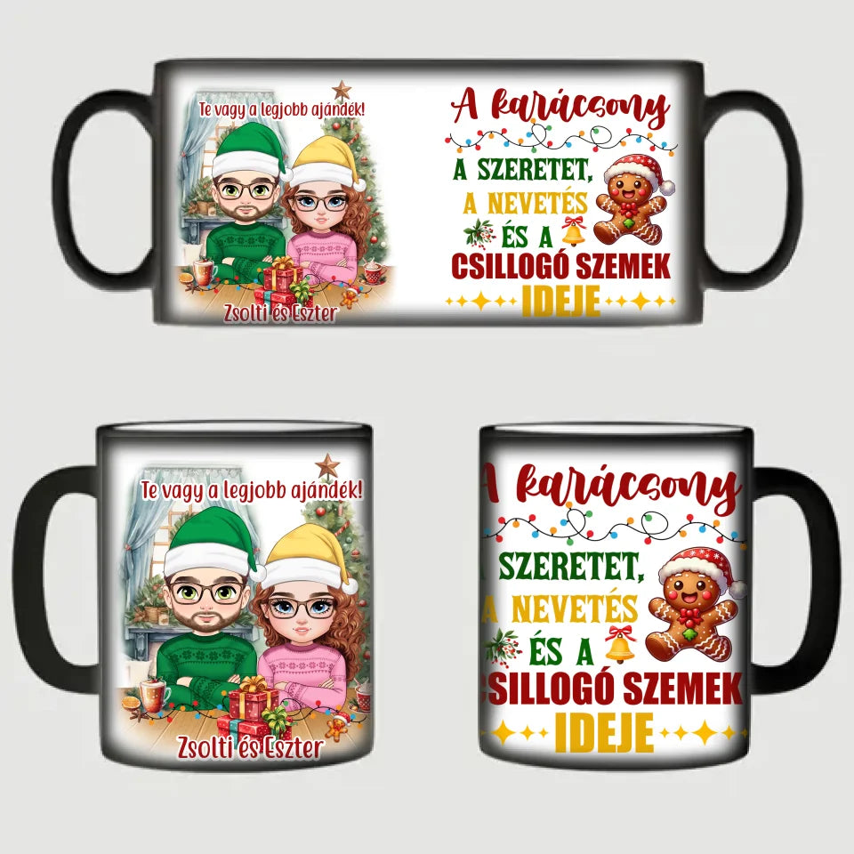 Egyedi karakteres karácsonyi bögre pároknak - Ajándékverzum