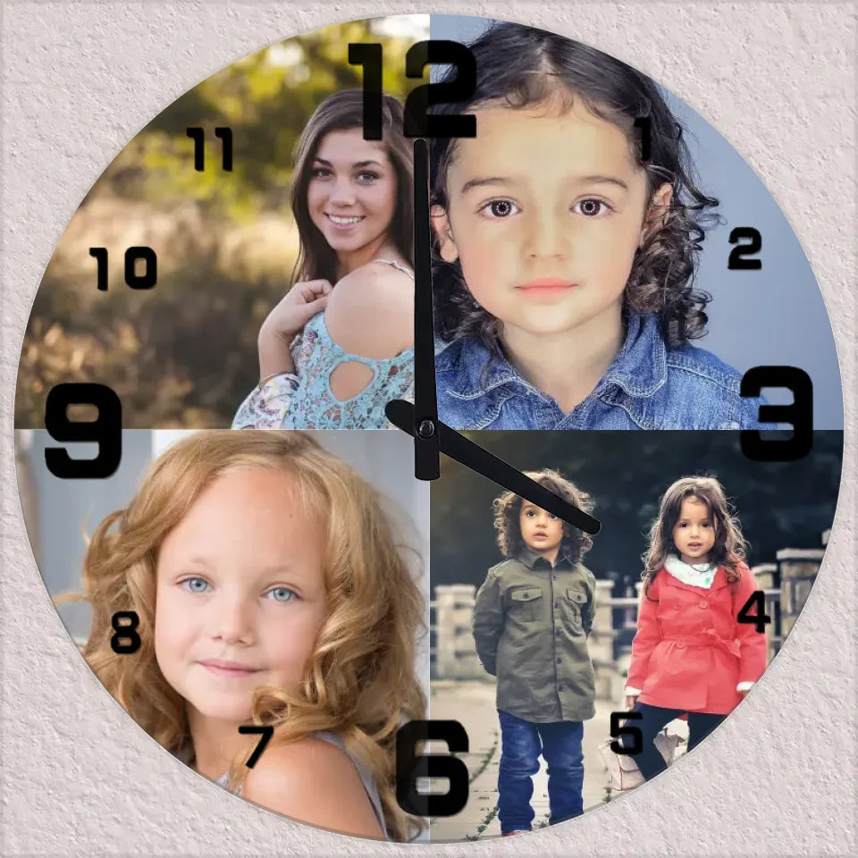 Egyedi fényképes falióra 4 képpel - Ajándékverzum