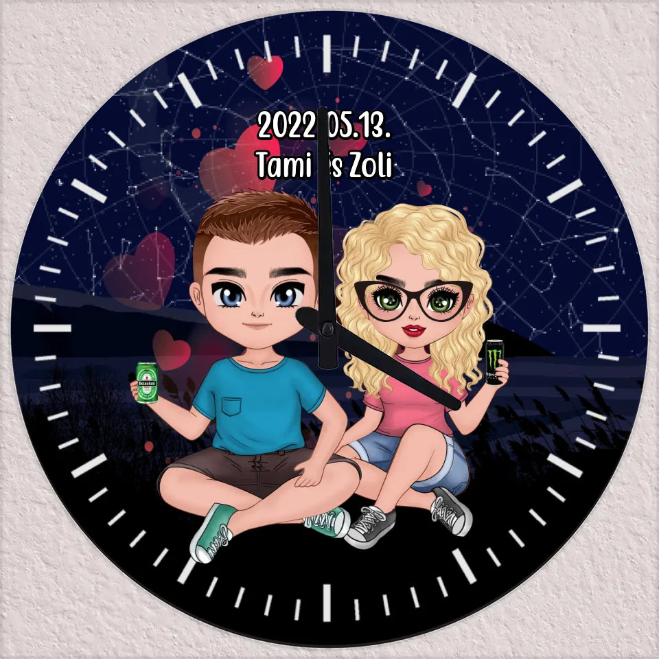 Egyedi csillagkép falióra pároknak szerkeszthető karakterrel - Ajándékverzum