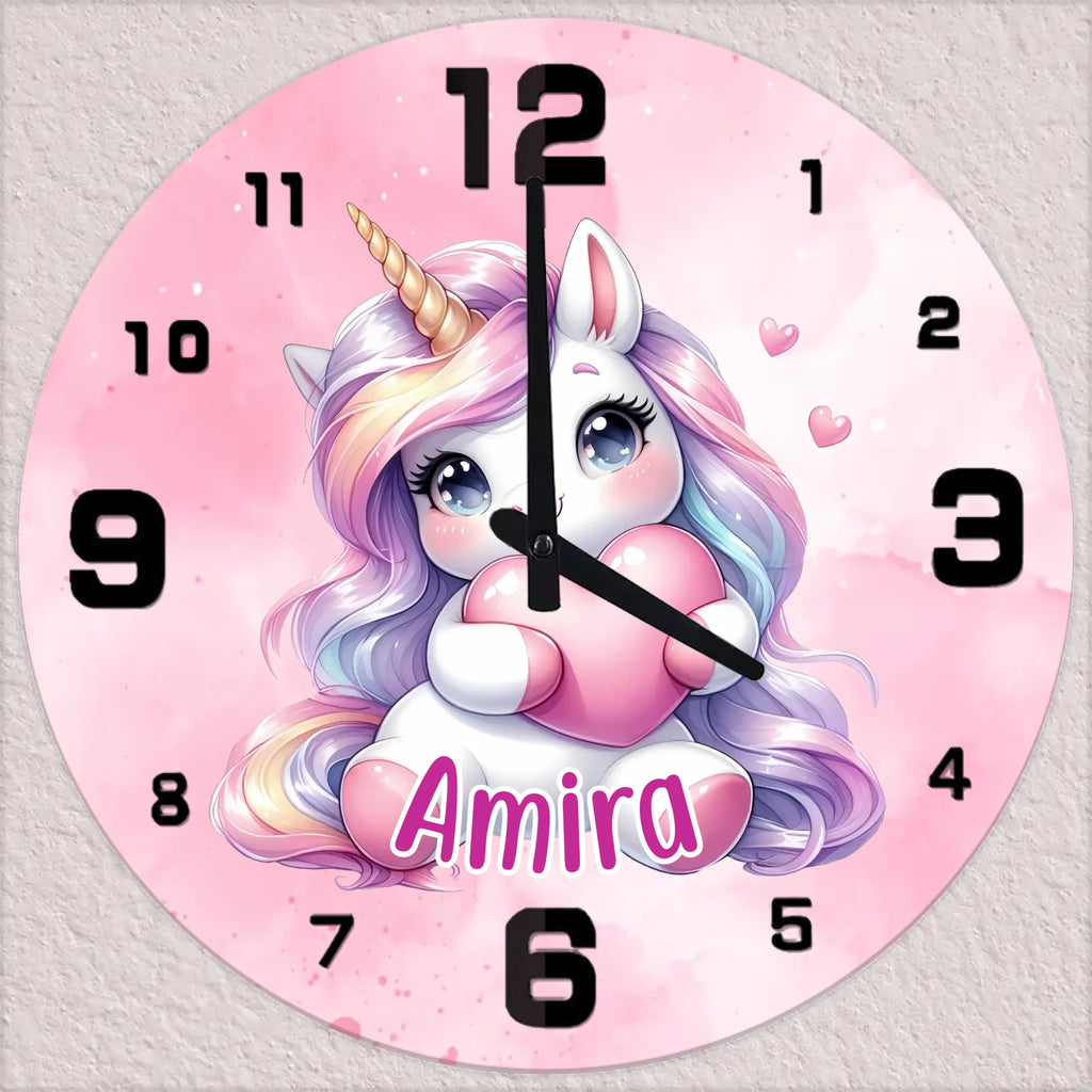 Unikornis mintás falióra saját névvel - Ajándékverzum