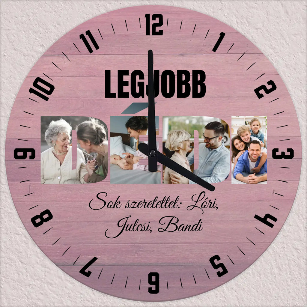 Dédi szóképes egyedi fényképes falióra - Ajándékverzum