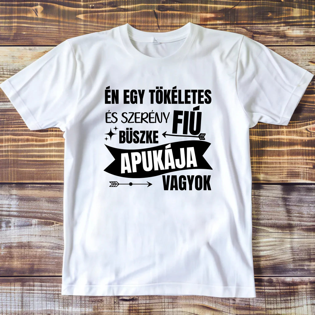 Vicces póló apának - én egy tökéletes és szerény fiú apukája vagyok - Ajándékverzum