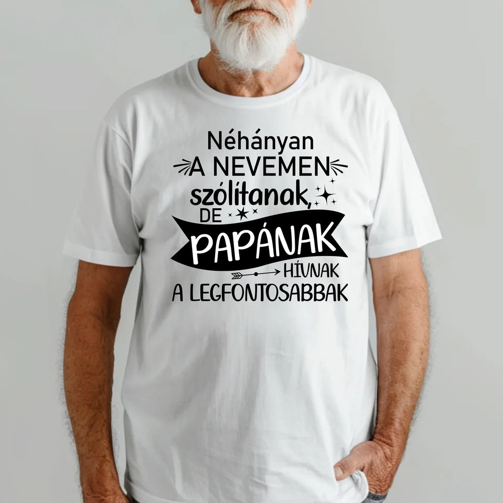 Néhányan a nevemen szólítanak, de papának hívnak a legfontosabbak egyedi póló papának - Ajándékverzum