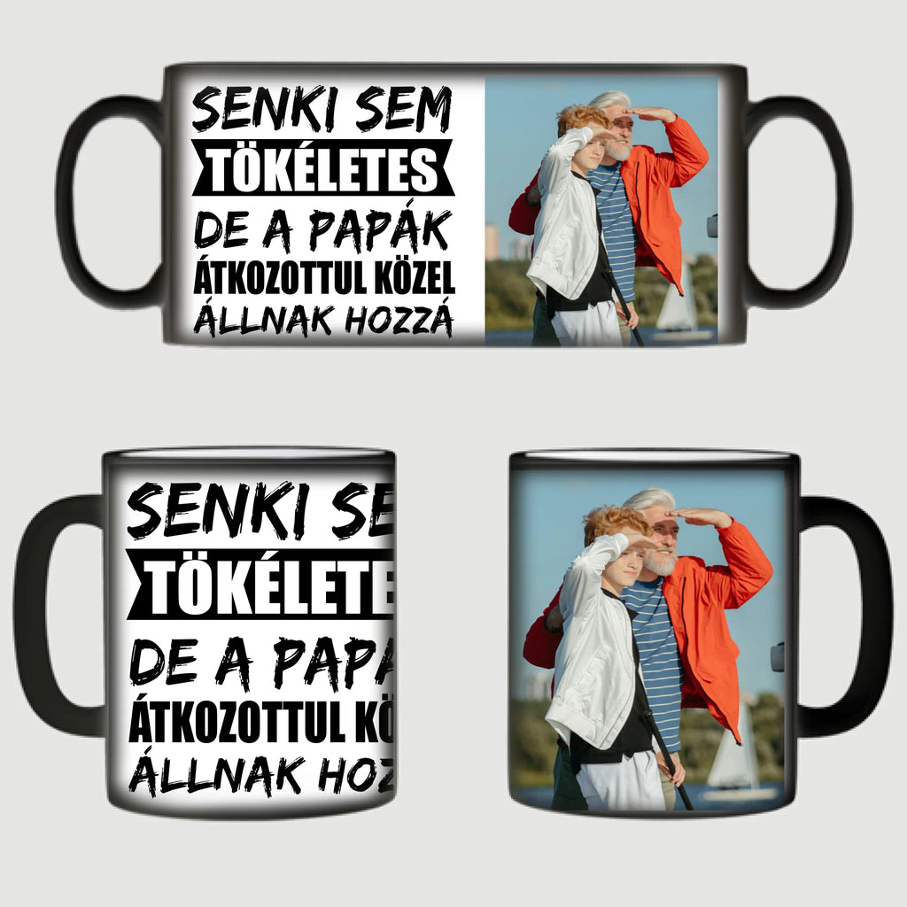 Senki sem tökéletes, de a papák átkozottul közel állnak hozzá egyedi fényképes bögre papának - Ajándékverzum