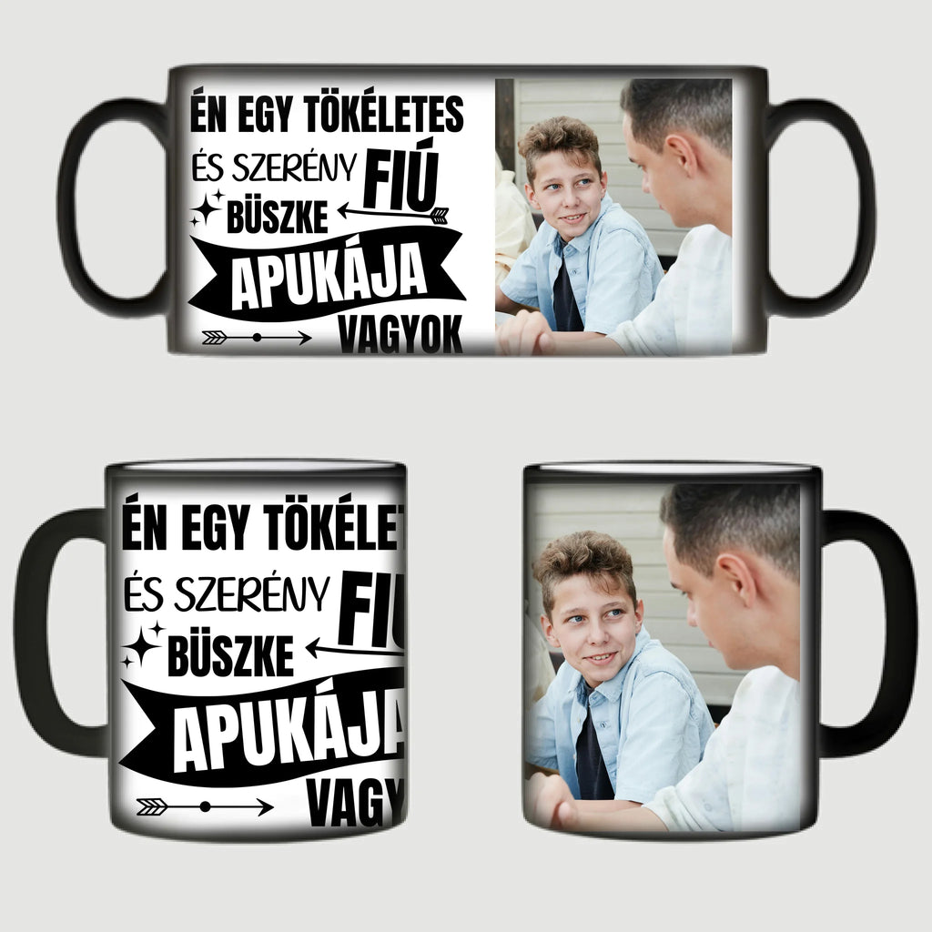 Vicces fényképes bögre apának - én egy tökéletes és szerény fiú apukája vagyok - Ajándékverzum