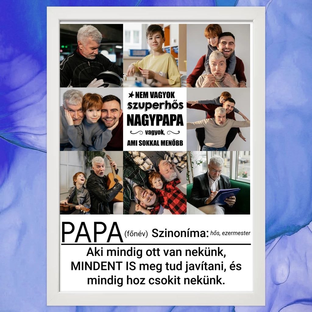 Apák napi falikép papának 8 képpel és egyedi felirattal - Ajándékverzum