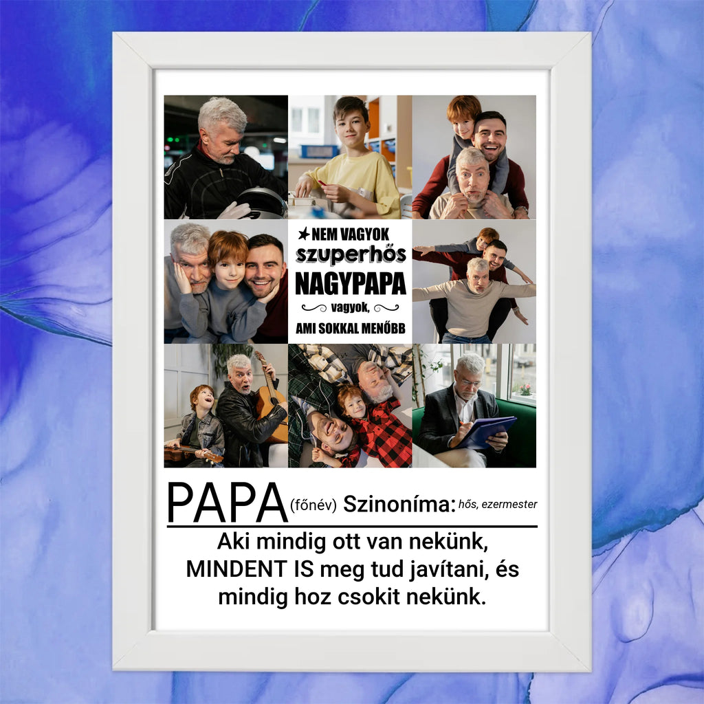 Apák napi falikép papának 8 képpel és egyedi felirattal - Ajándékverzum
