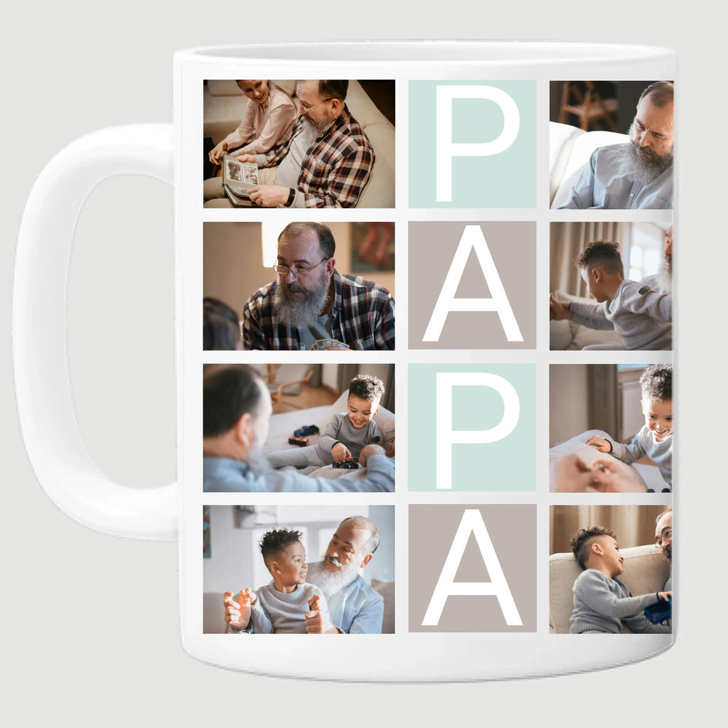 Papa feliratos egyedi 8 fényképes bögre választható felirattal - Ajándékverzum