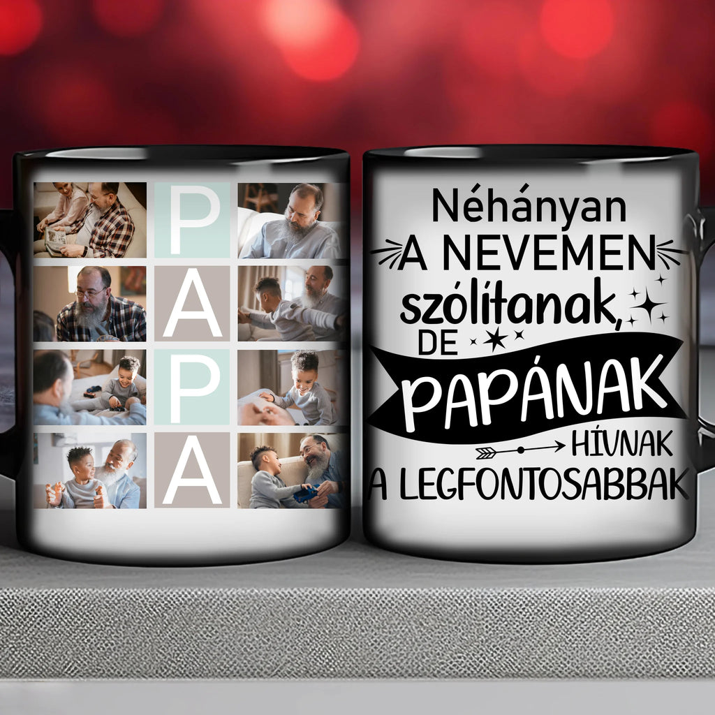 Papa feliratos egyedi 8 fényképes bögre választható felirattal - Ajándékverzum