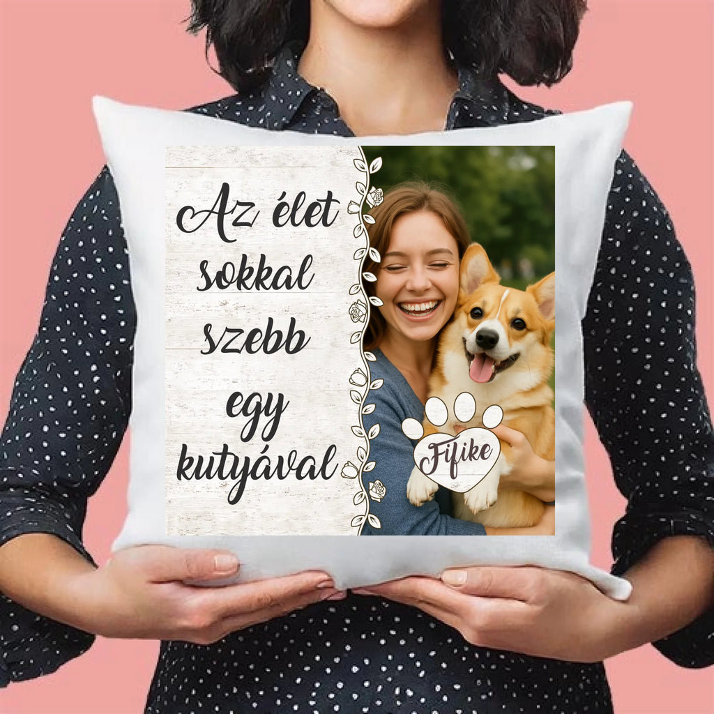 Egyedi fényképes és feliratos párna gazdiknak - Ajándékverzum
