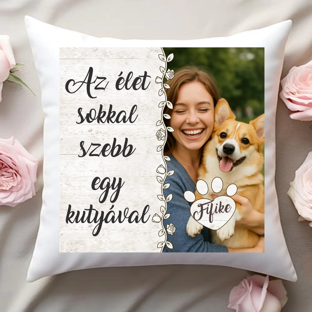 Egyedi fényképes és feliratos párna gazdiknak - Ajándékverzum