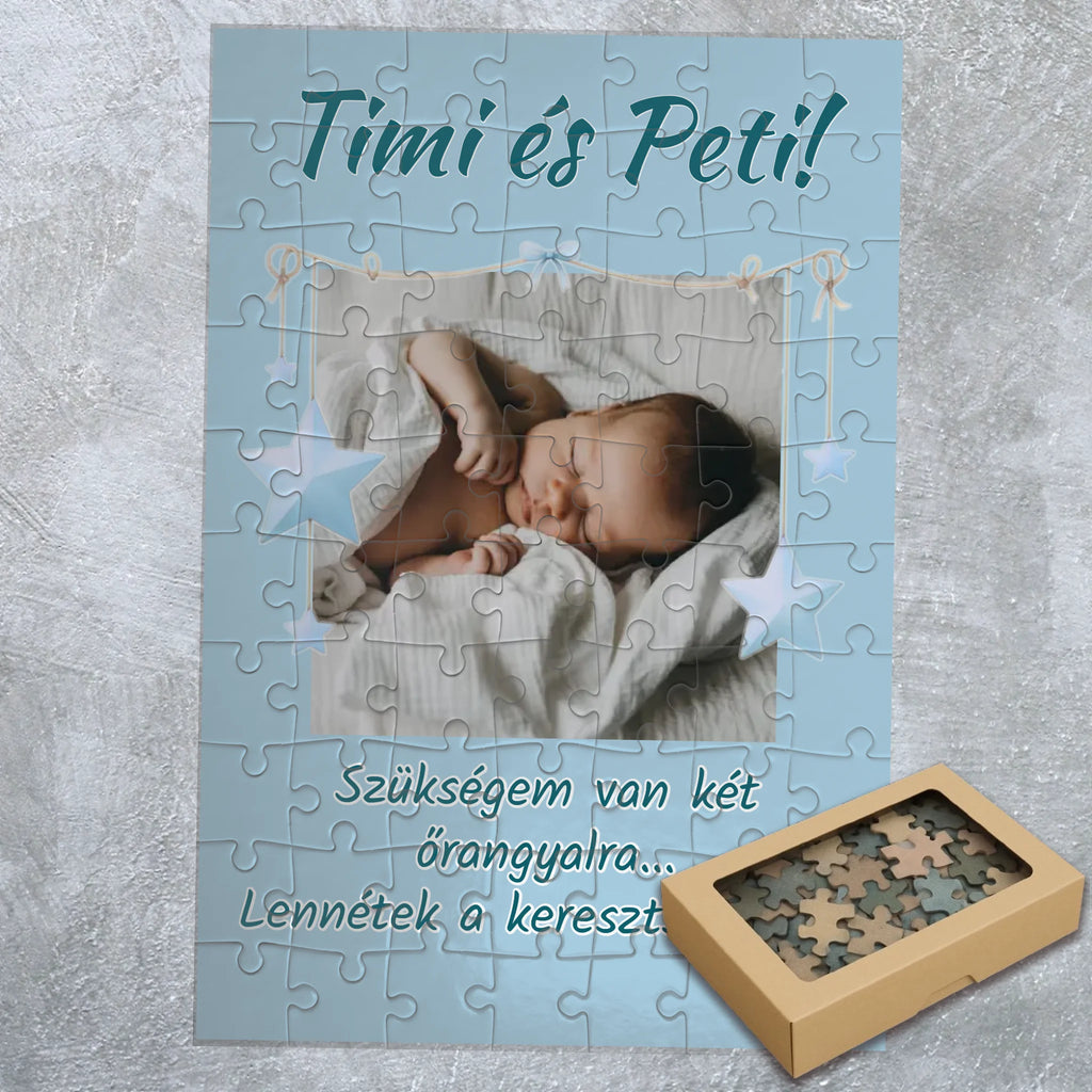 Egyedi fényképes puzzle - lennétek a keresztszüleim? - Ajándékverzum