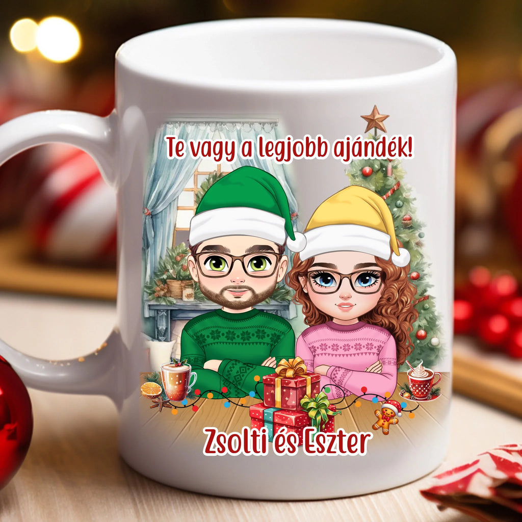 Egyedi karakteres karácsonyi bögre pároknak - Ajándékverzum