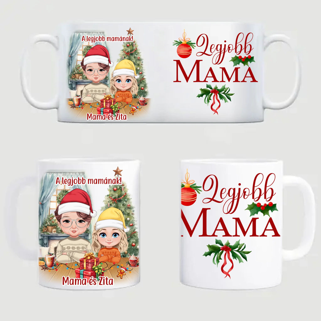 Egyedi karakteres karácsonyi bögre mamának - Ajándékverzum