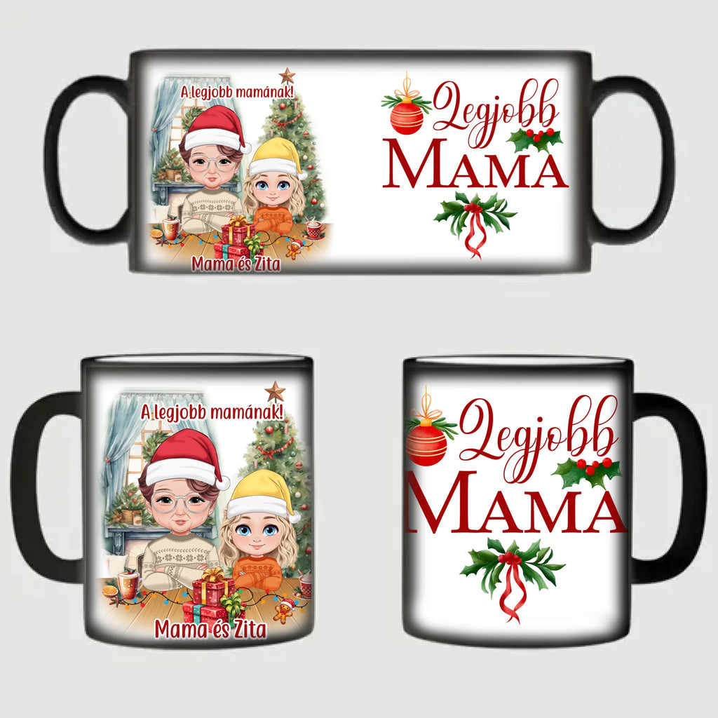 Egyedi karakteres karácsonyi bögre mamának - Ajándékverzum