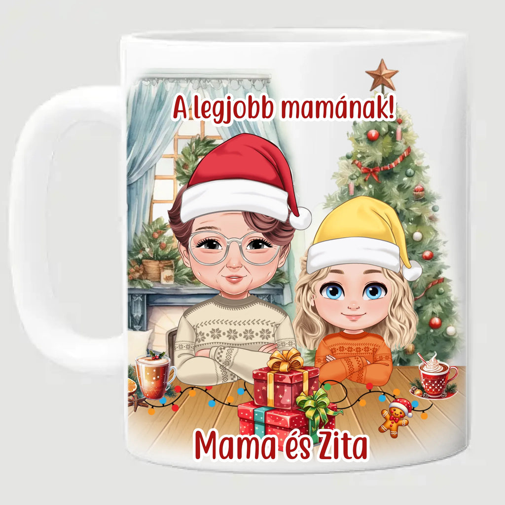 Egyedi karakteres karácsonyi bögre mamának - Ajándékverzum