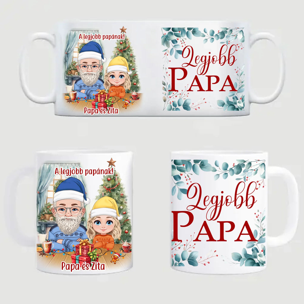 Egyedi karakteres karácsonyi bögre papának - Ajándékverzum
