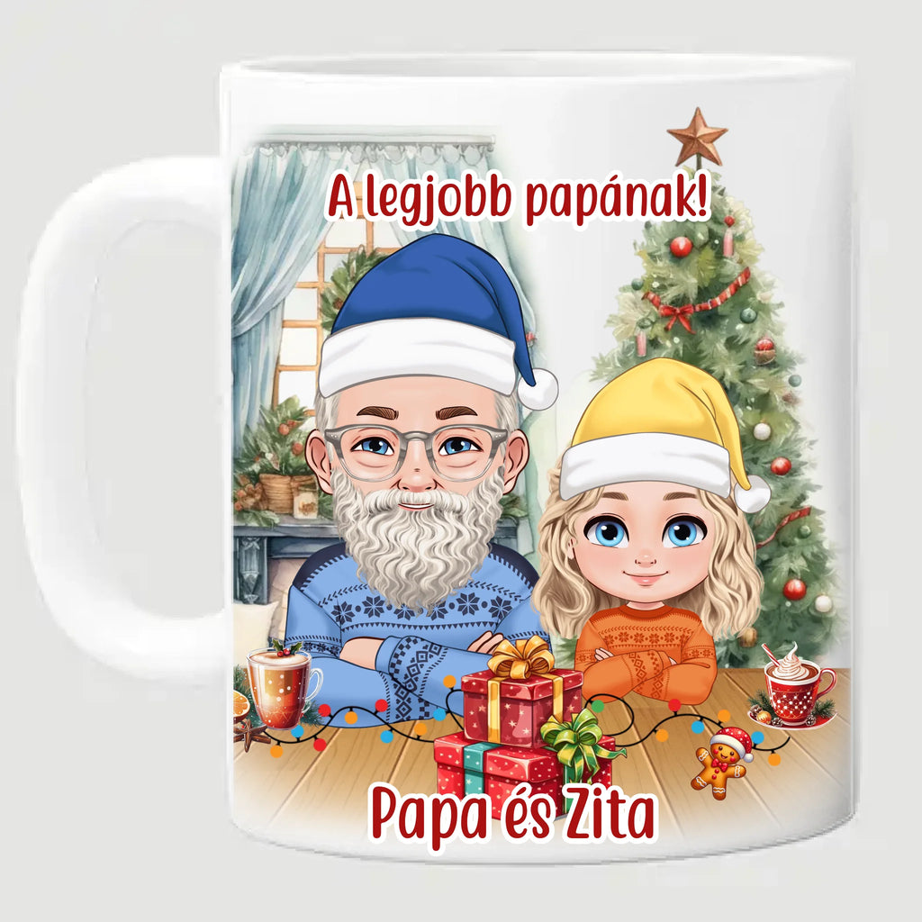 Egyedi karakteres karácsonyi bögre papának - Ajándékverzum