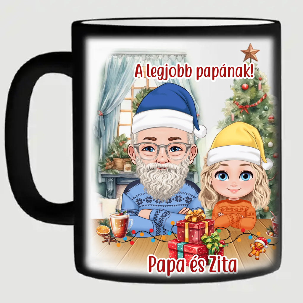 Egyedi karakteres karácsonyi bögre papának - Ajándékverzum