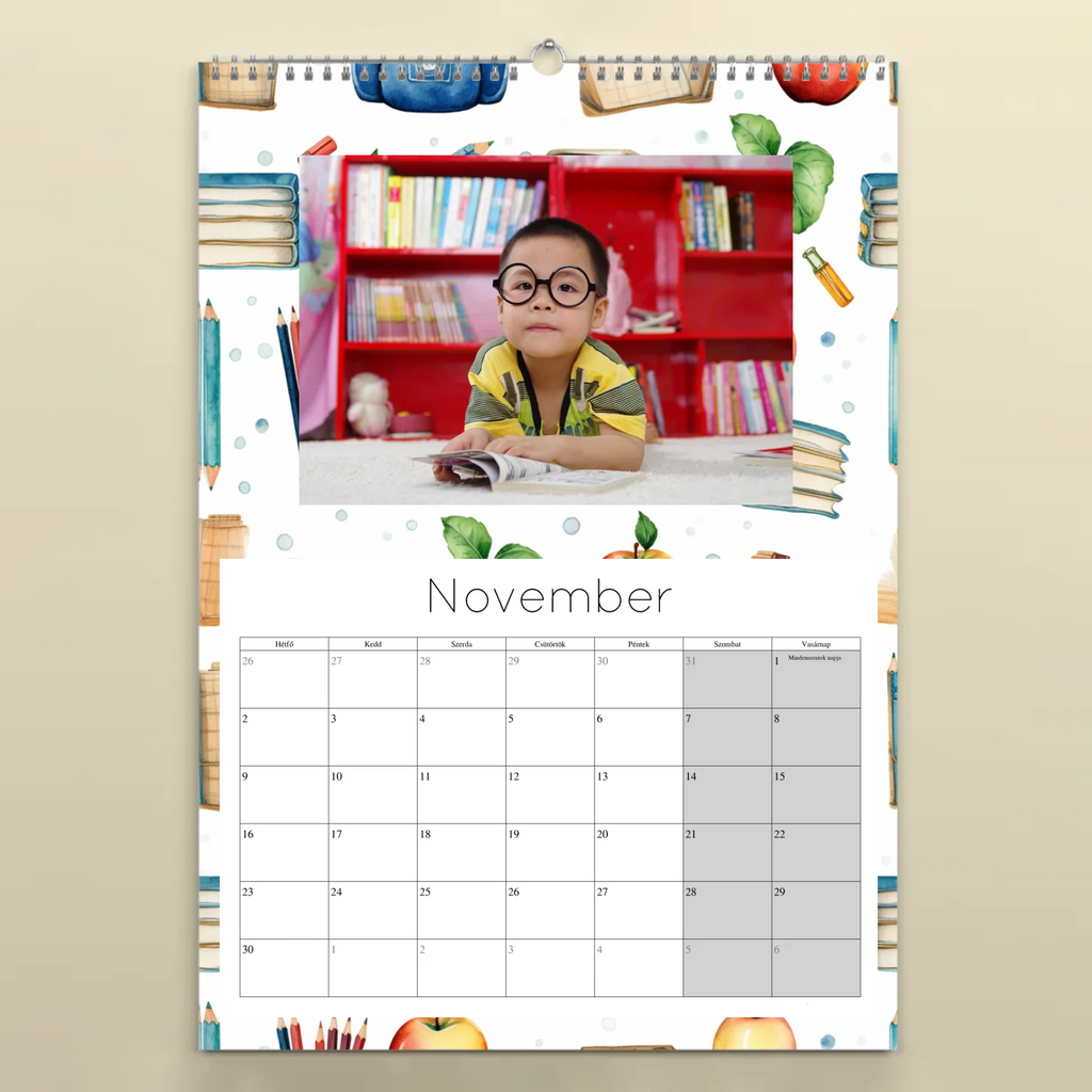 Egyedi fényképes falinaptár tanároknak 2026 - jegyzetelős