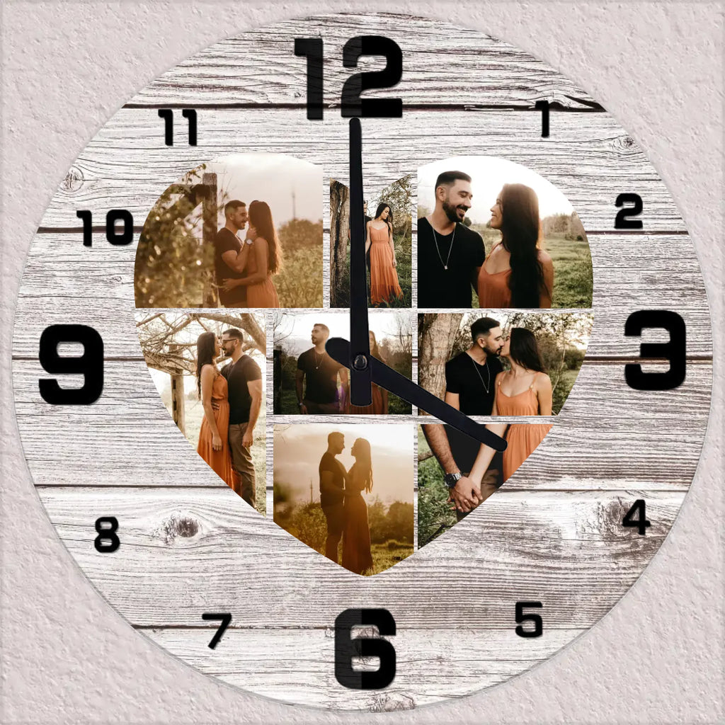 Egyedi fényképes szív montázs falióra - Ajándékverzum