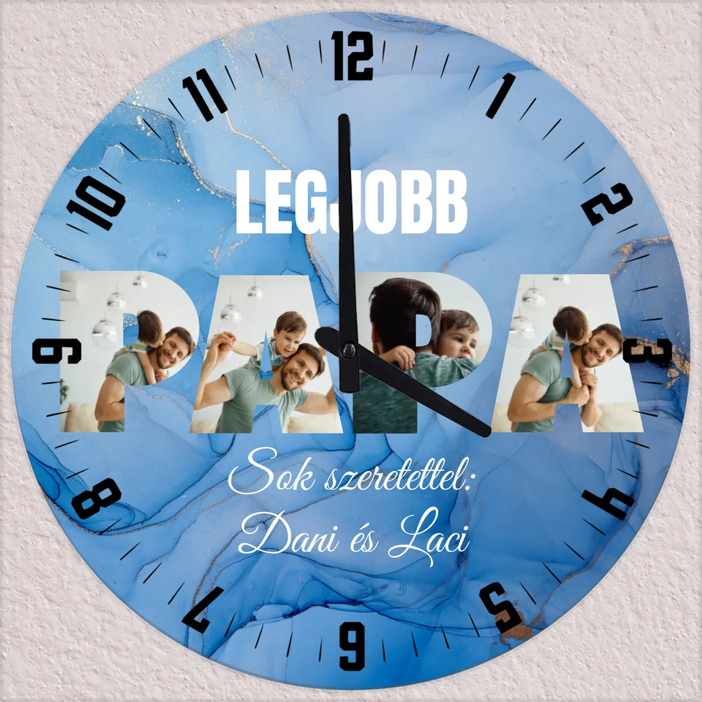 Papa szóképes egyedi fényképes falióra - Ajándékverzum