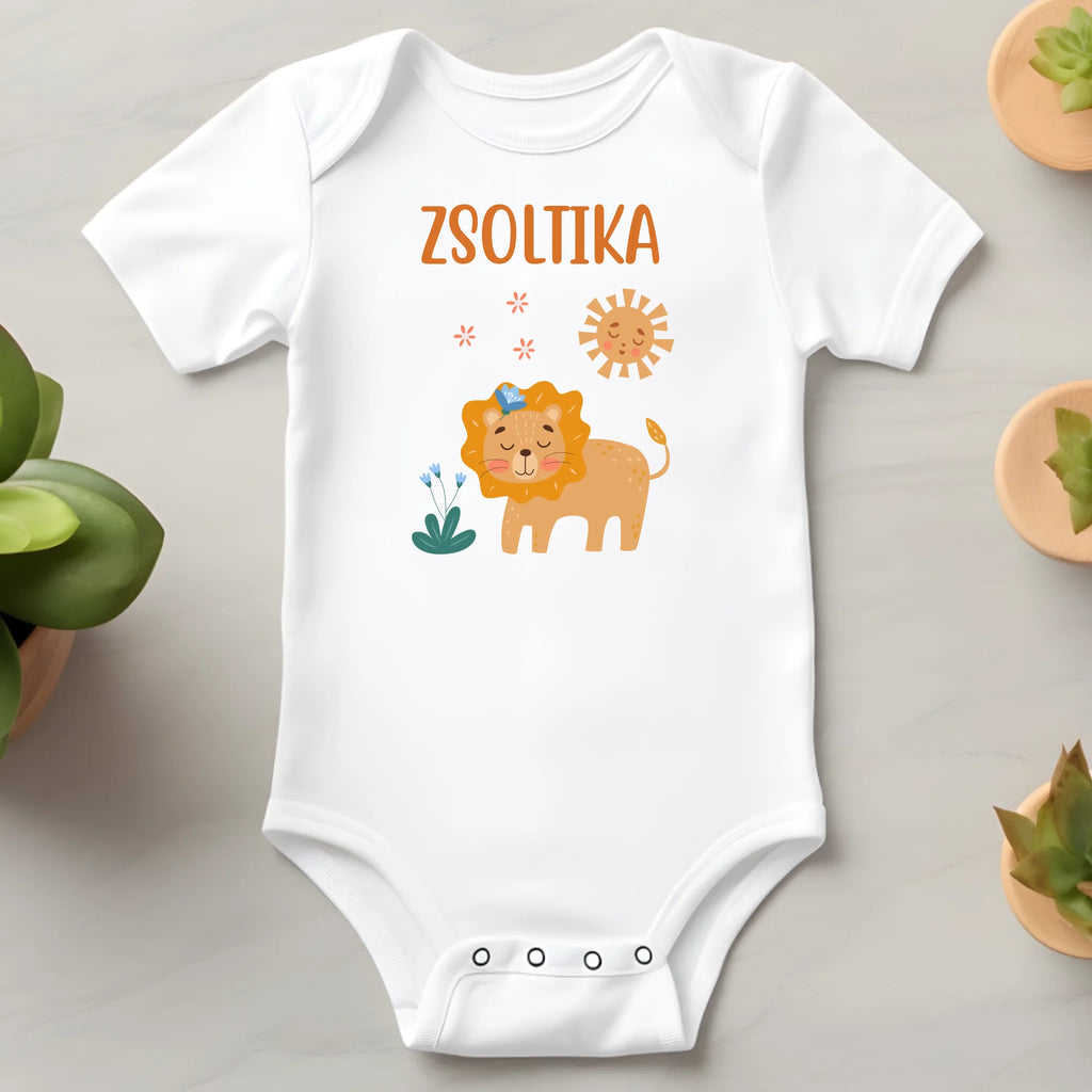 Egyedi neves baba body szafari állatos mintával - Ajándékverzum