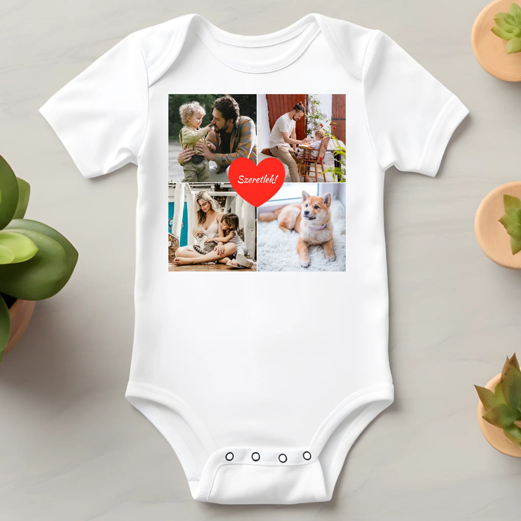 Egyedi baba body 4 képpel és felirattal - Ajándékverzum