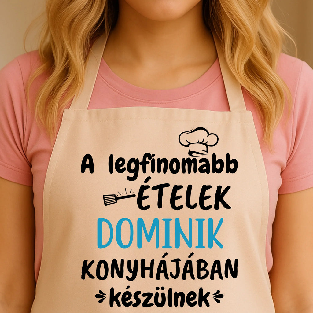 Egyedi bézs kötény - Ajándékverzum