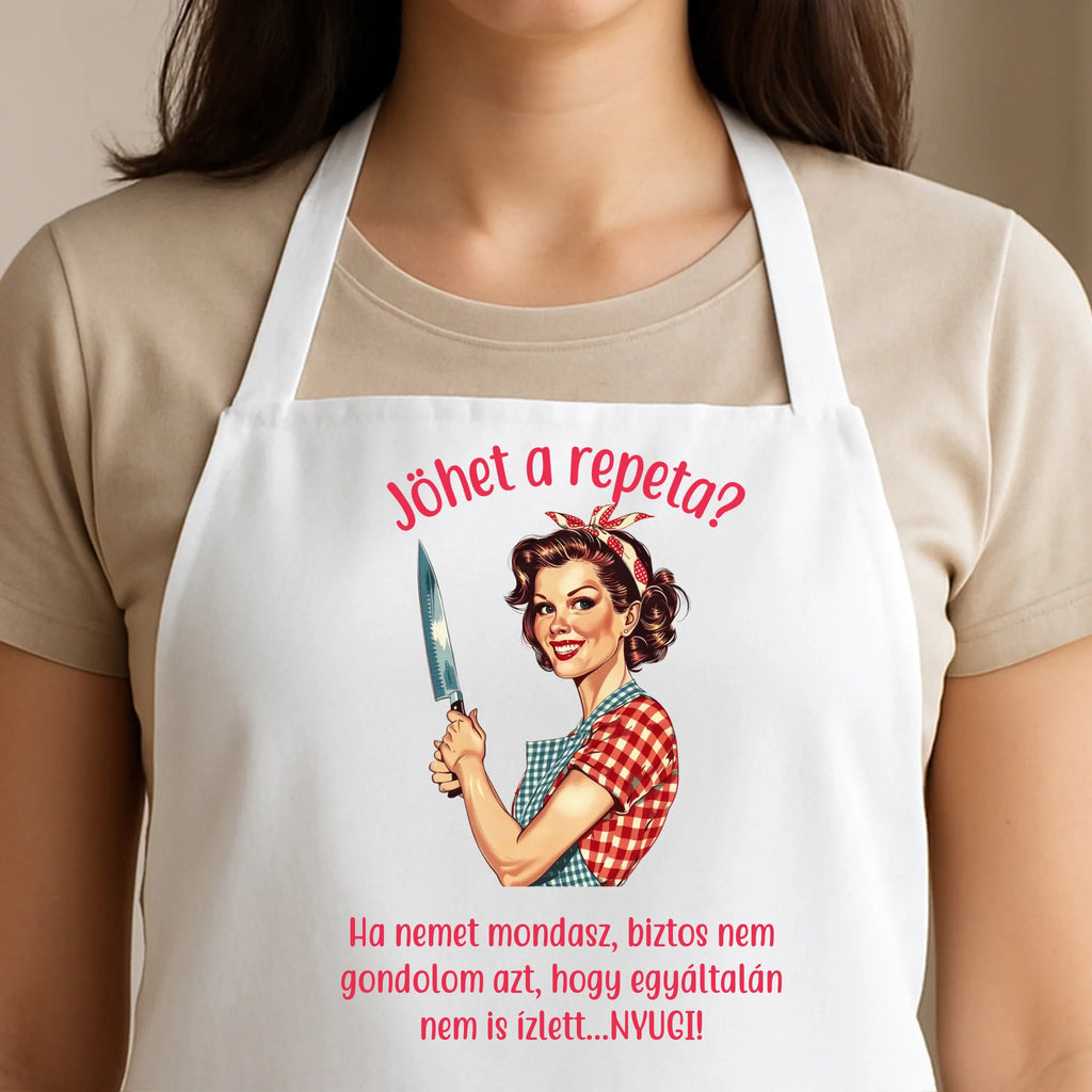 Egyedi fehér kötény - Ajándékverzum