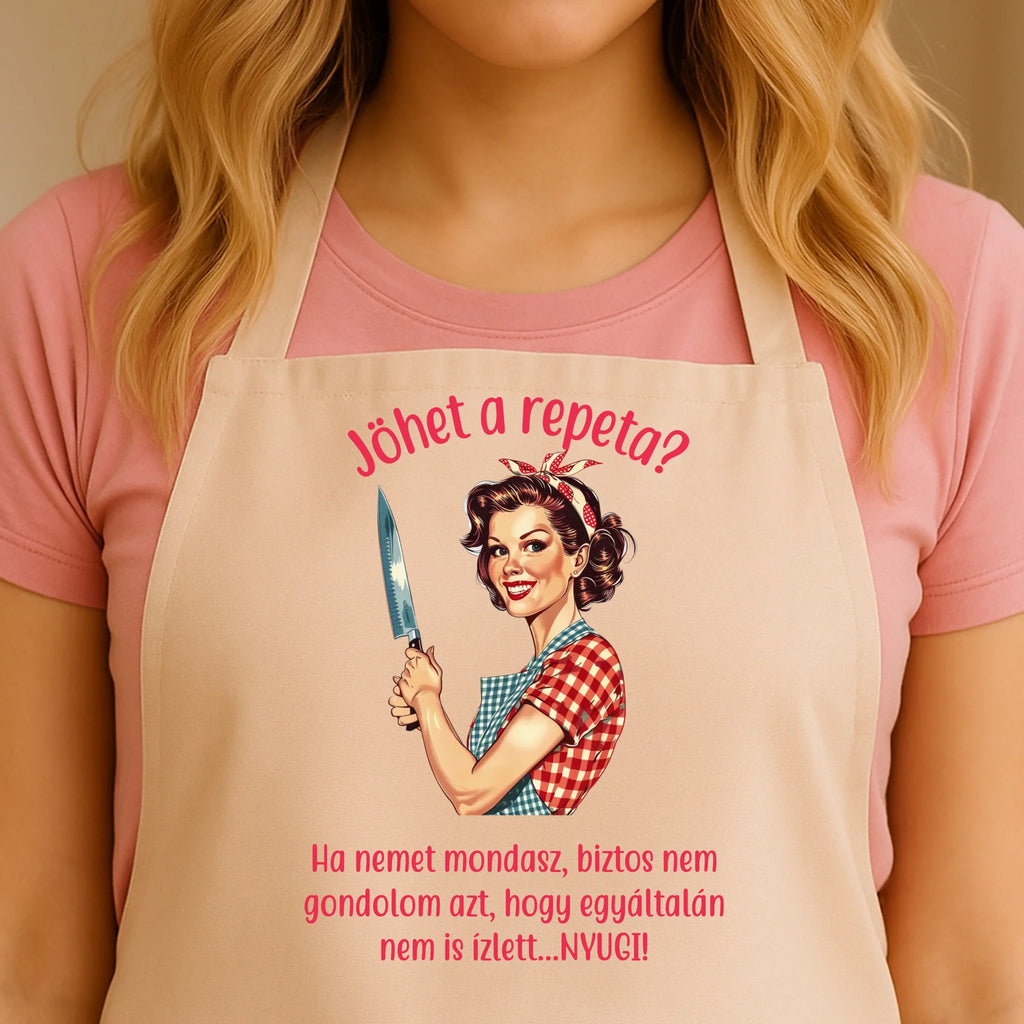 Egyedi bézs kötény - Ajándékverzum