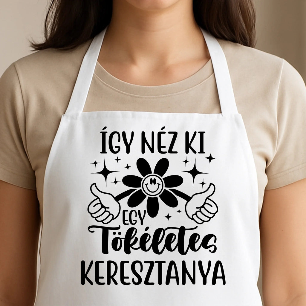 Egyedi fehér kötény - Ajándékverzum