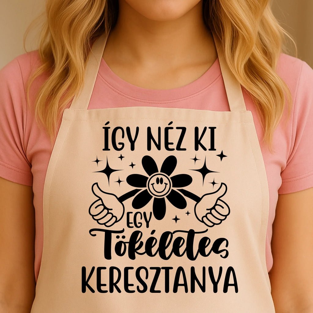 Egyedi bézs kötény - Ajándékverzum