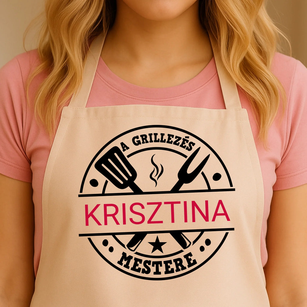 Egyedi bézs kötény - Ajándékverzum