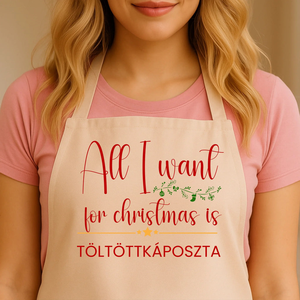 Egyedi bézs kötény - Ajándékverzum