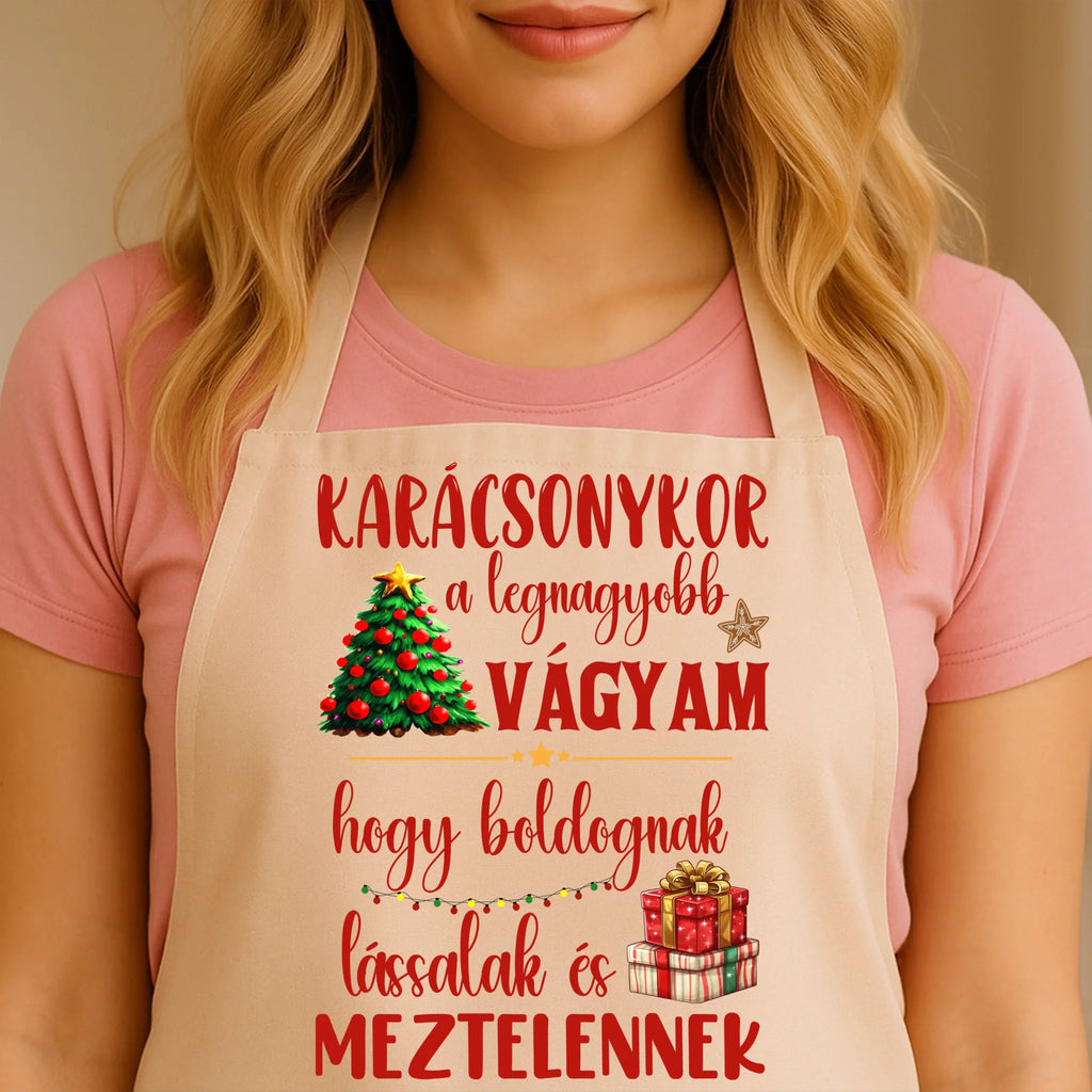 Egyedi bézs kötény - Ajándékverzum