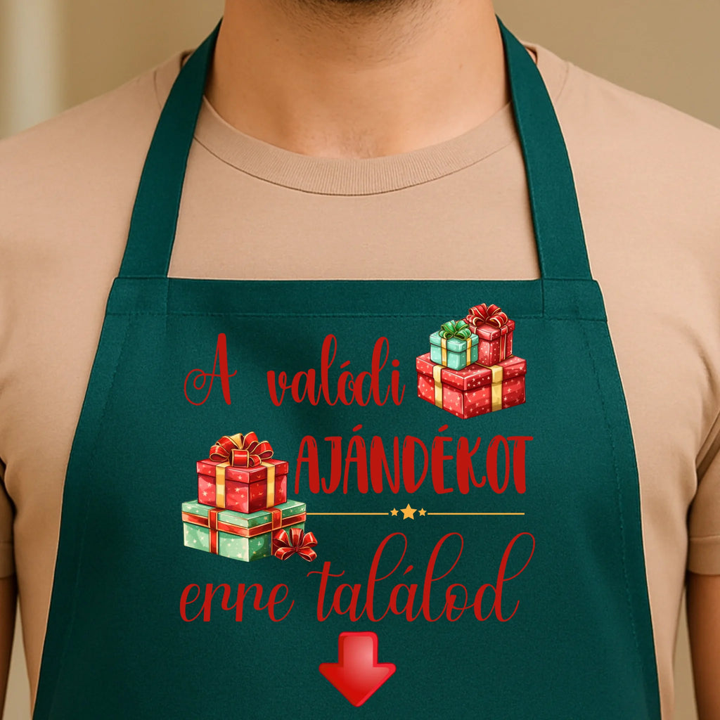 Egyedi zöld kötény - Ajándékverzum