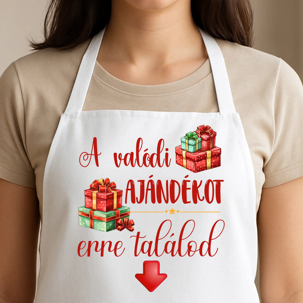 Egyedi fehér kötény - Ajándékverzum