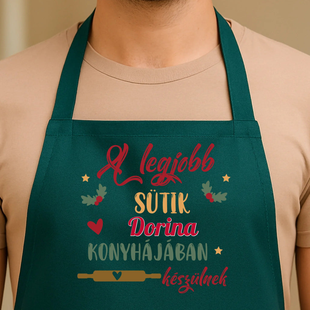Egyedi zöld kötény - Ajándékverzum