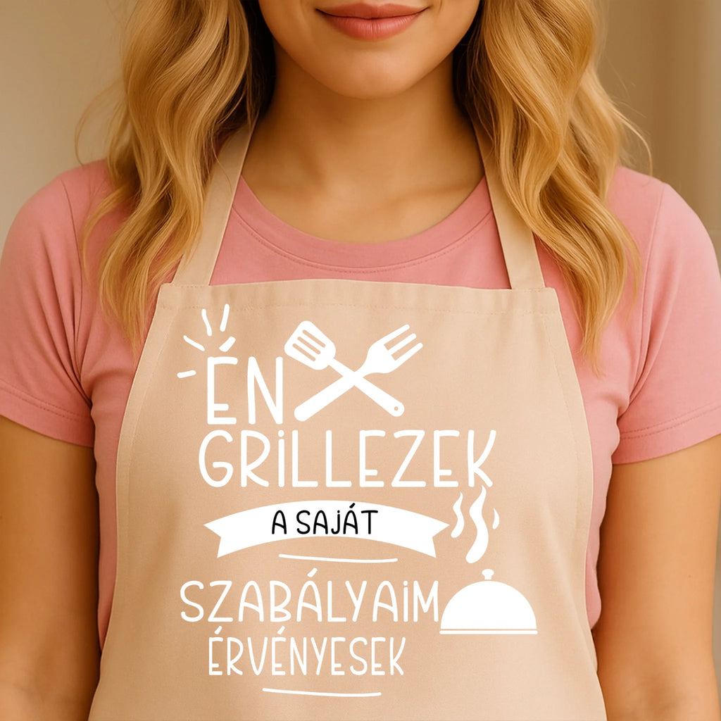 Egyedi bézs kötény - Ajándékverzum