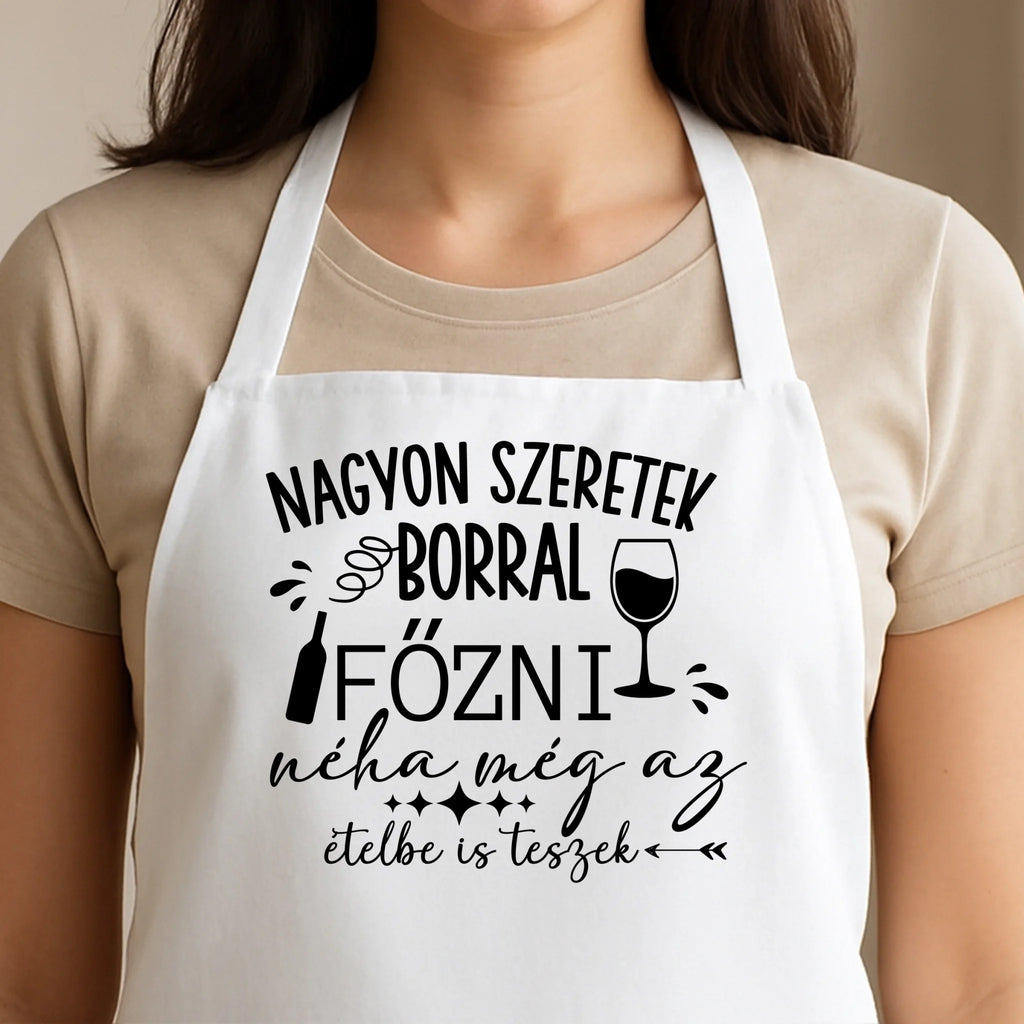 Egyedi fehér kötény - Ajándékverzum