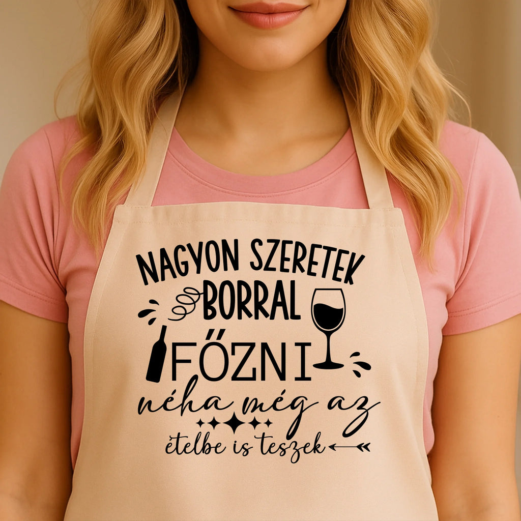 Egyedi bézs kötény - Ajándékverzum