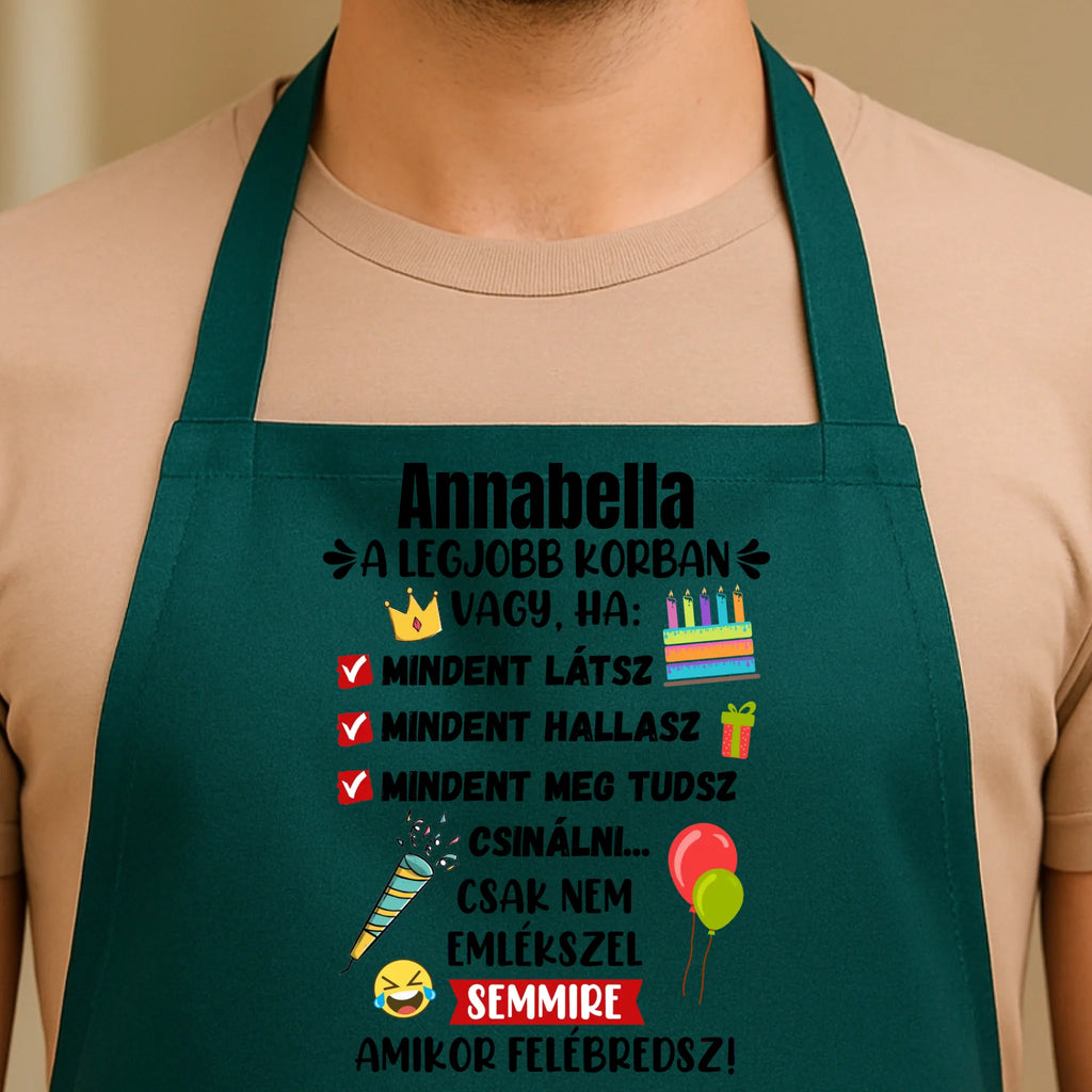 Egyedi zöld kötény - Ajándékverzum