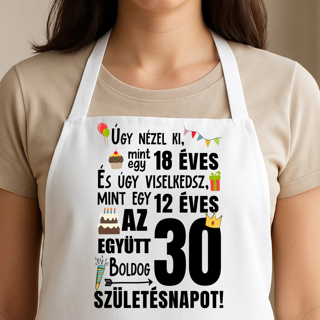 Egyedi fehér kötény - Ajándékverzum