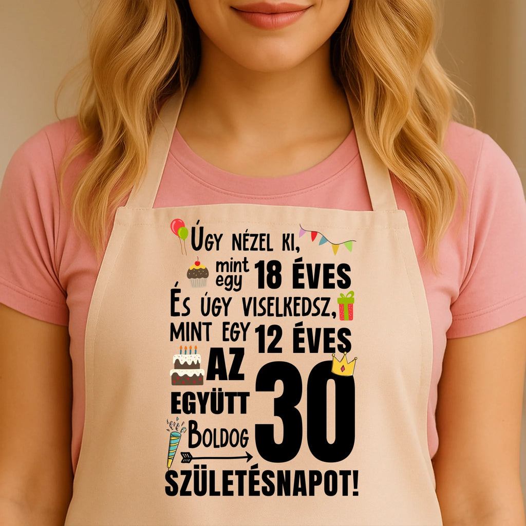 Egyedi bézs kötény - Ajándékverzum