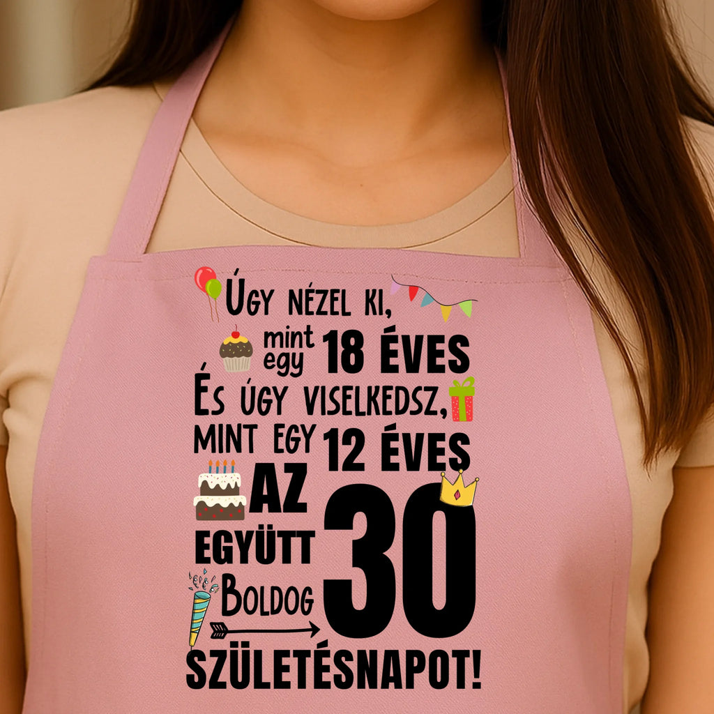 Egyedi rózsaszín kötény - Ajándékverzum